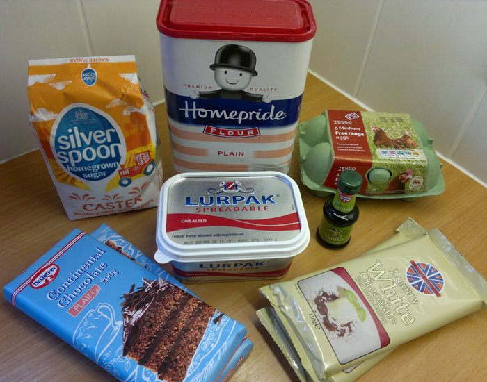 Here are the ingredients you'll need to make your brownies.